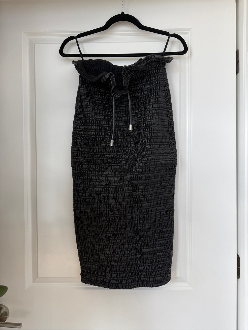 A.L.C. Jaclyn Smocked Vegan-Leather Midi Skirt – Color: Black – Size: 2